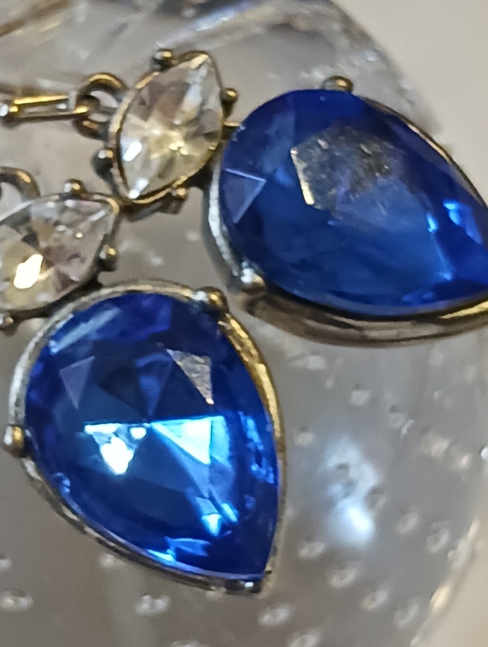 Vintage W. A. Studios Faux Sapphire Earrings, 2006 Studs With Rhinestone Accents